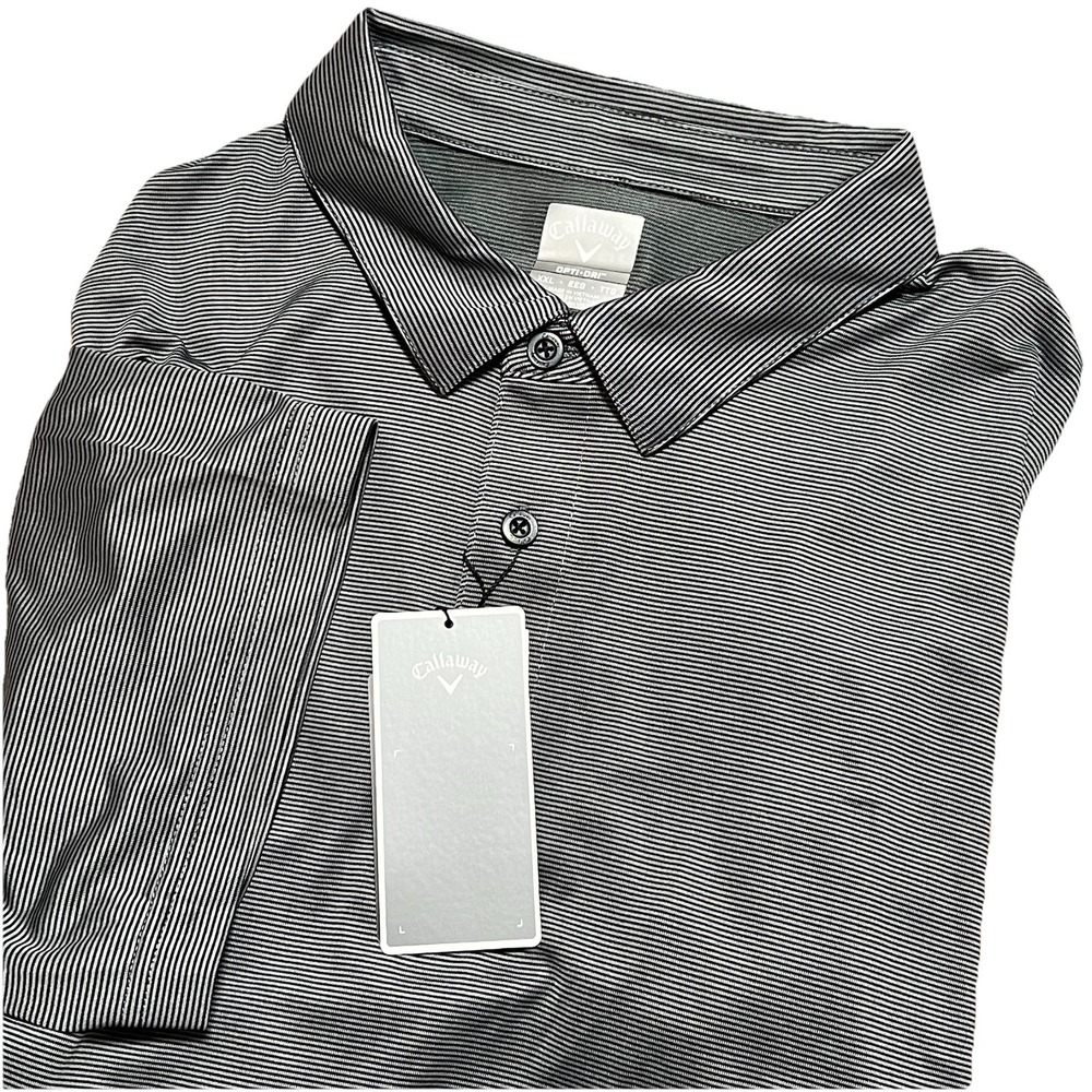 Callaway Opti-Dri Men's Golf XXL Grey with Blue Stripe NWT Short Sleeve Polo‎